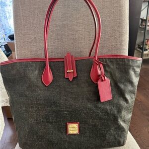 Dooney & Bourke Charcoal and Crimson Tote Shoulder Bag